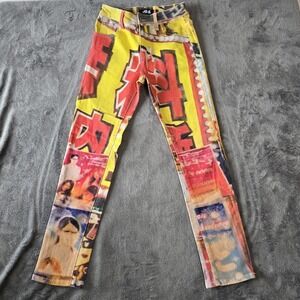 JDS Studios Japanese Graphic Printed Jeans Size 26 Colorful Urban Streetwear